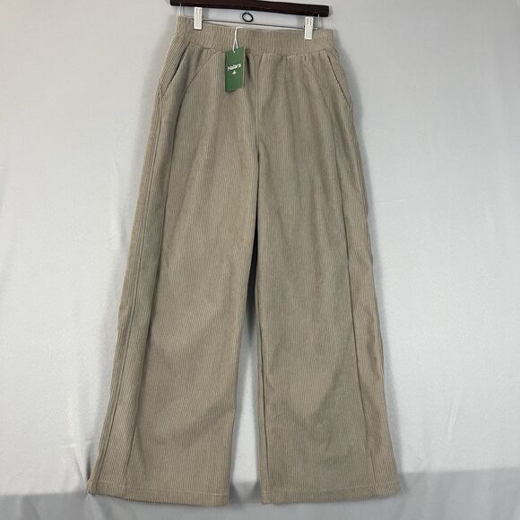 Halara Womens Pants Beige Small Petite Corduroy Wide Leg Baggy Casual Lounge NWT - Picture 2 of 7